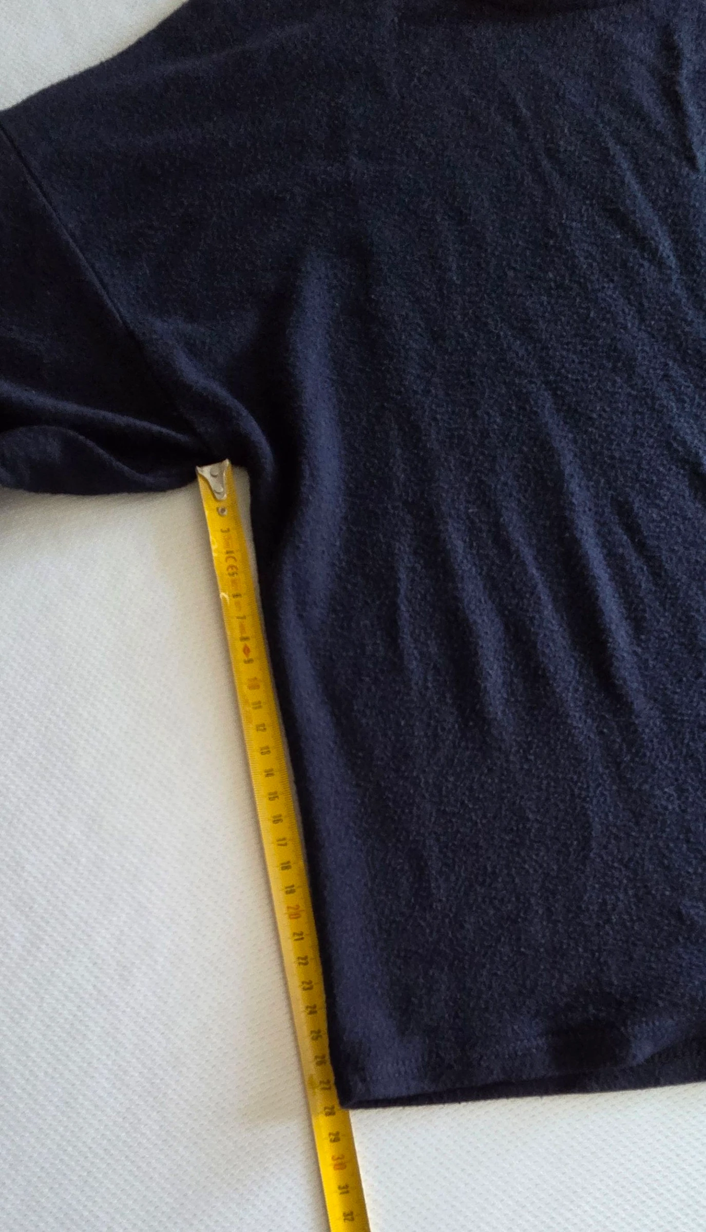 Light dark navy blue long-sleeved sweater with roll-up sleeves, gold buttons, Size XL 42/44 Made in Italy – photo 10